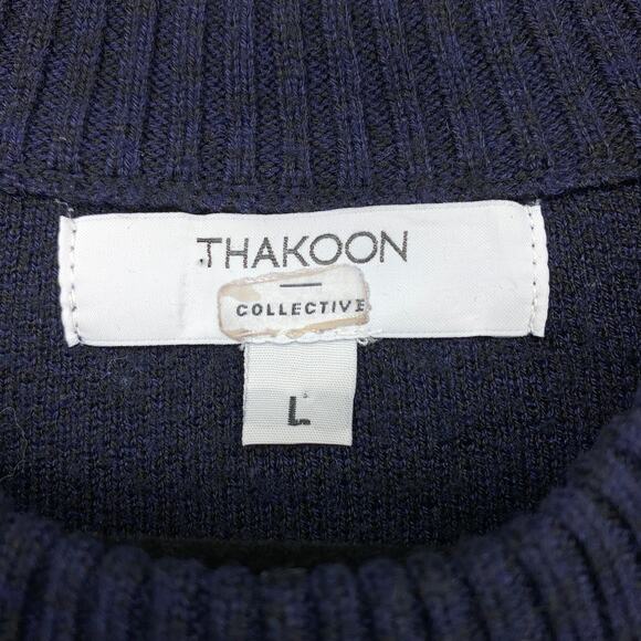 Thakoon Collection Asymmetric Lace Sweater Dress Sz L Navy Black Long Sleeve - Picture 5 of 6